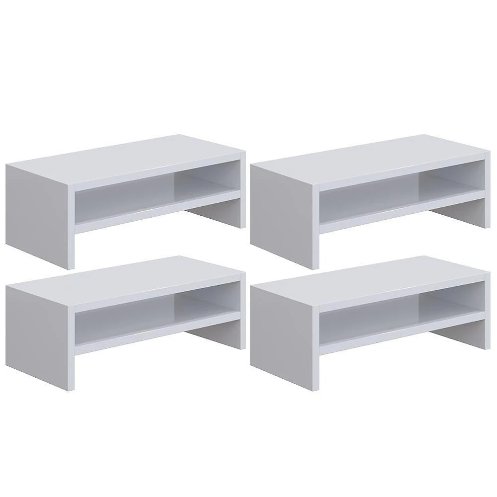 Kit 4 Suportes Stand Para Monitores Mesa Escritório Branco