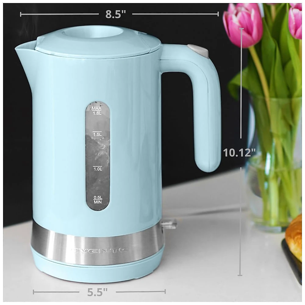 Jarra Elétrica OVENTE 1,8 Litros, 1500W - Aquecimento Instantâneo para Café ou Chá, Livre de BPA, Prático ProntoFill, Visor de Nível d'Água,