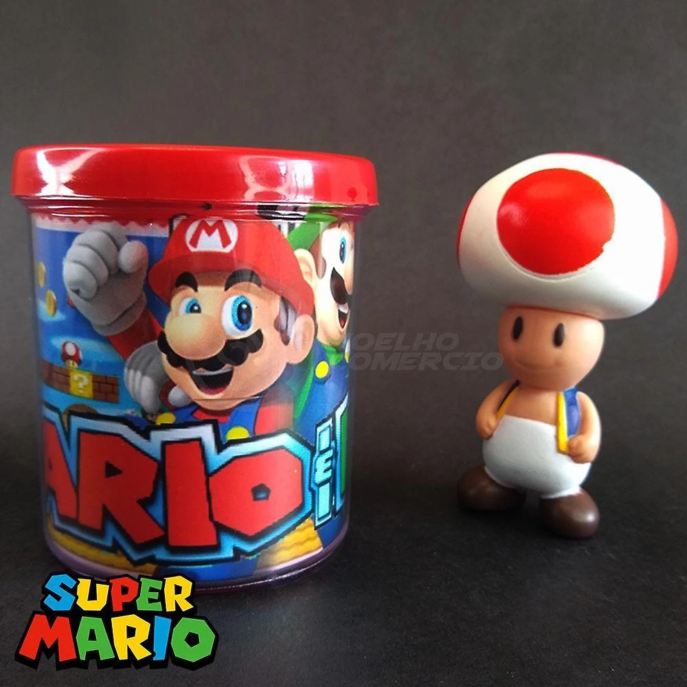 Kit Boneco Toad Cogumelo 10Cm + Caneca Super Mario 350Ml