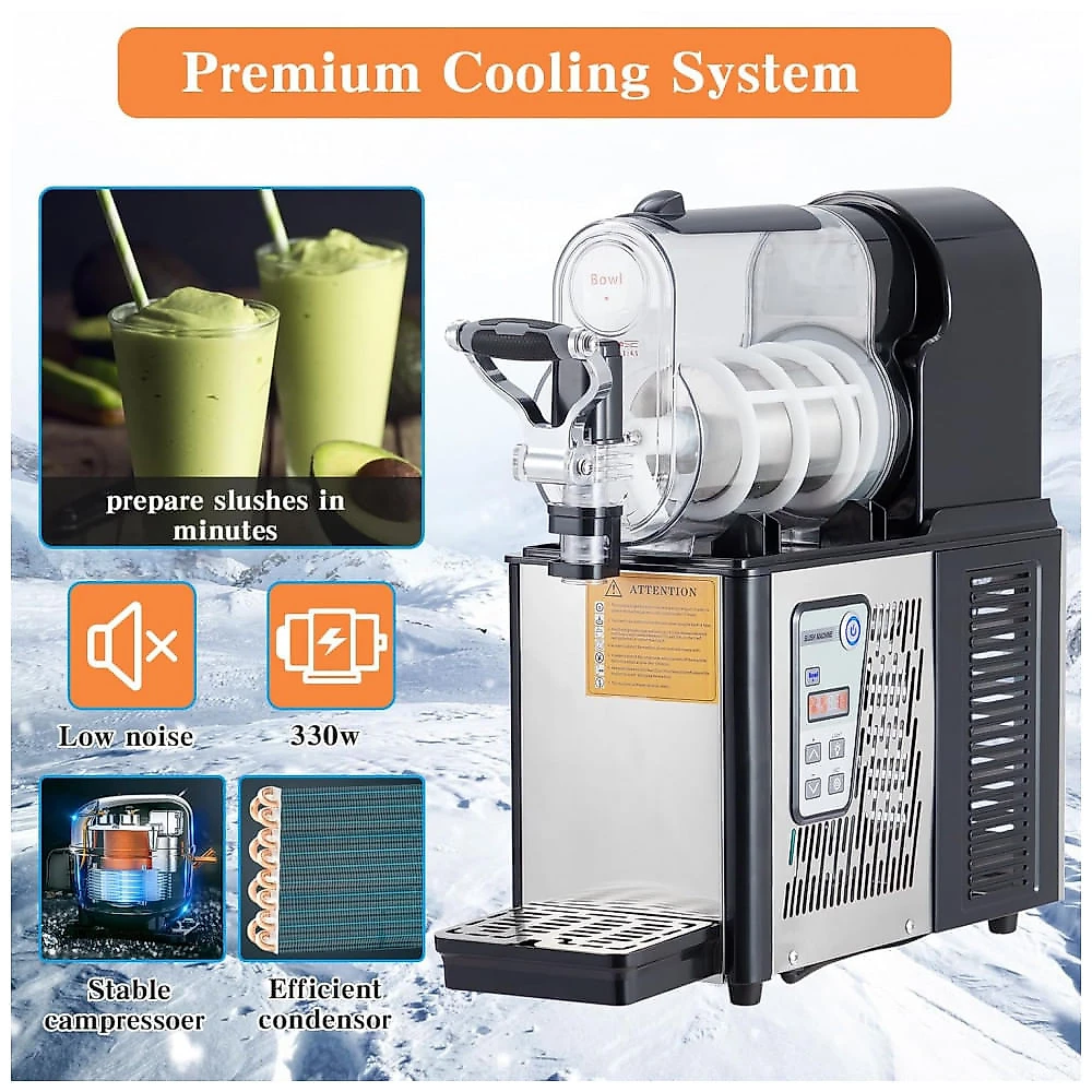 Máquina de Slush Raspadinha Patikuin 3L Comercial Aço Inox Auto Limpeza 300W