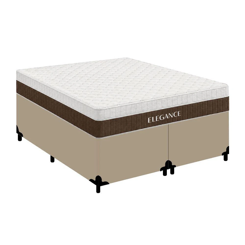 Cama Box com Colchão Queen Elegance Pillow Top Molas Ensacadas Tecido Branco Royal
