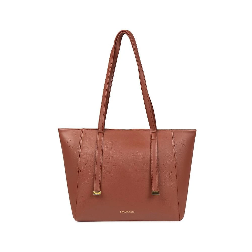 Bolsa de ombro feminina média alça alongada tote marrom u