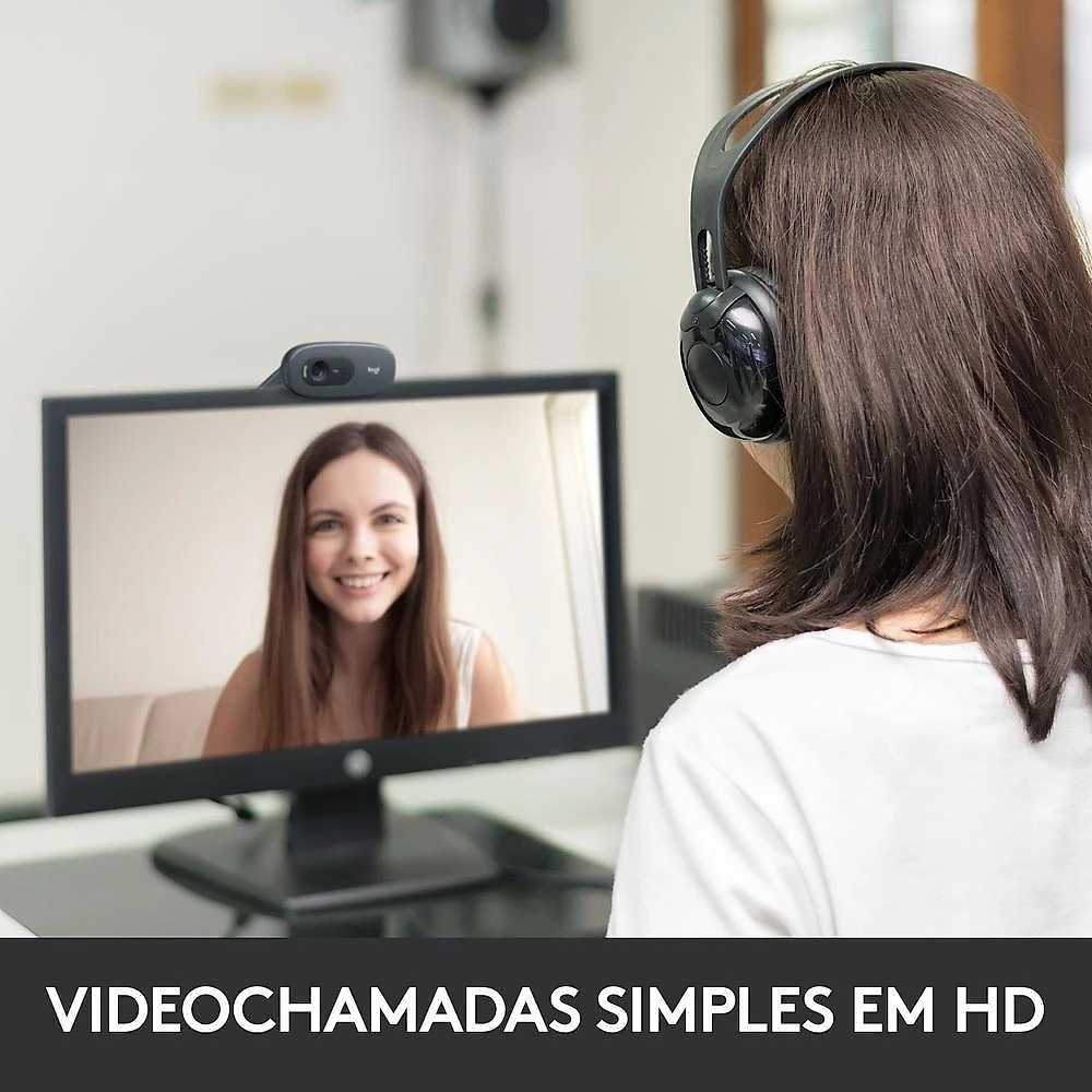 Webcam HD Logitech C270, 720p, 30 FPS, Microfone Integrado, USB 2.0 - 960-000694