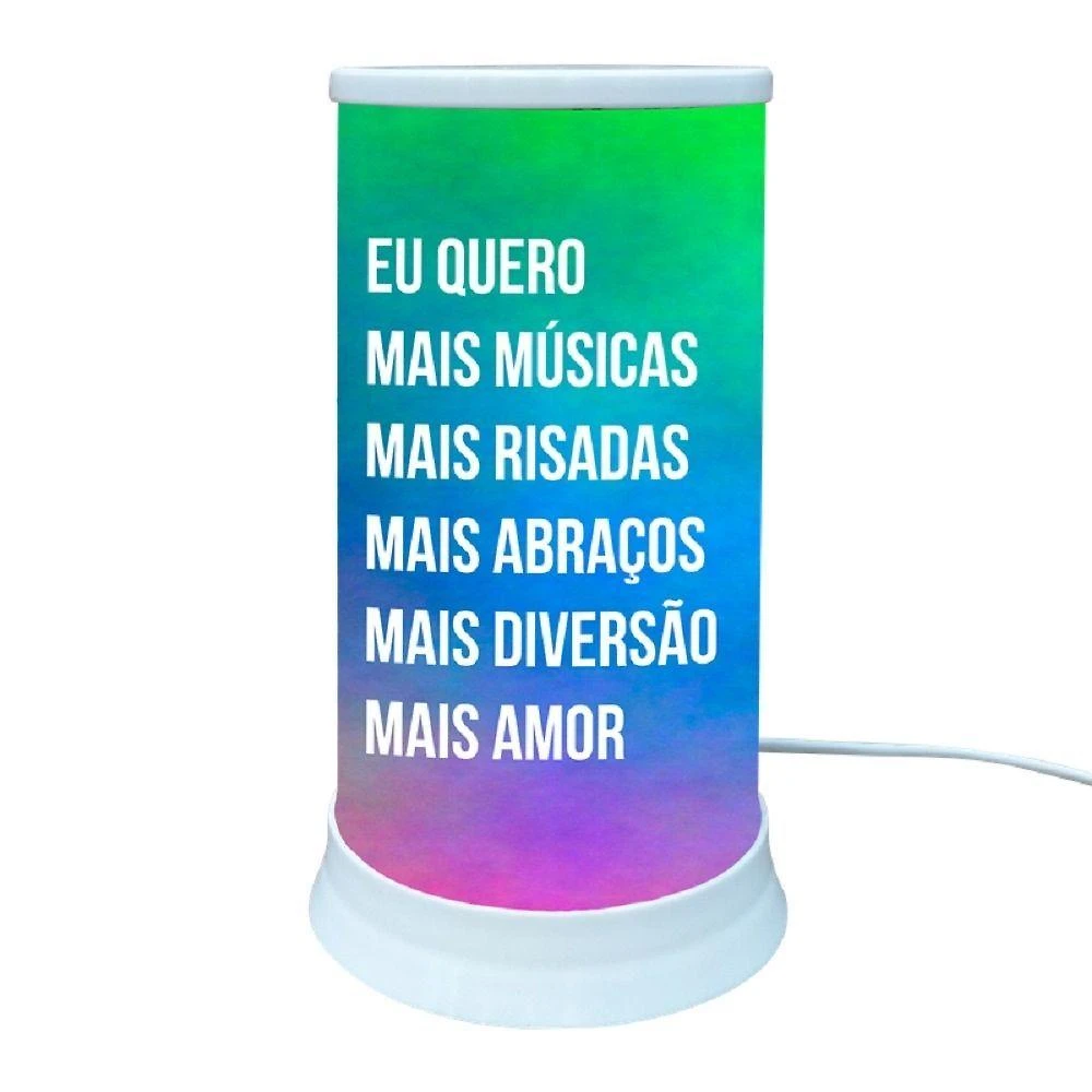 Luminária De Mesa Frase More Happiness