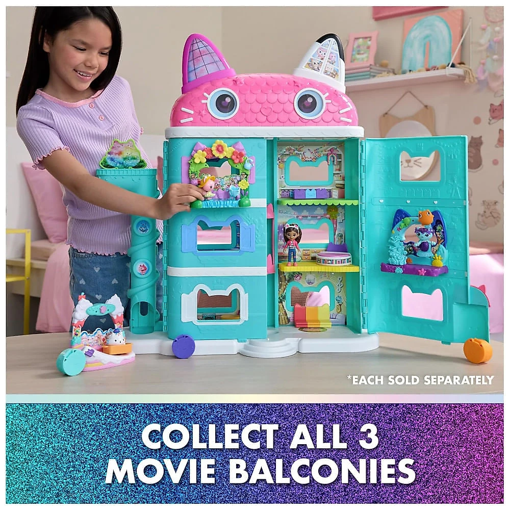 Gabby's Dollhouse: O Filme, Varanda de Doces Cakey Cats com Boneco de Brinquedo e Acessórios de Casa de Bonecas, Brinquedos para Meninas e Meninos