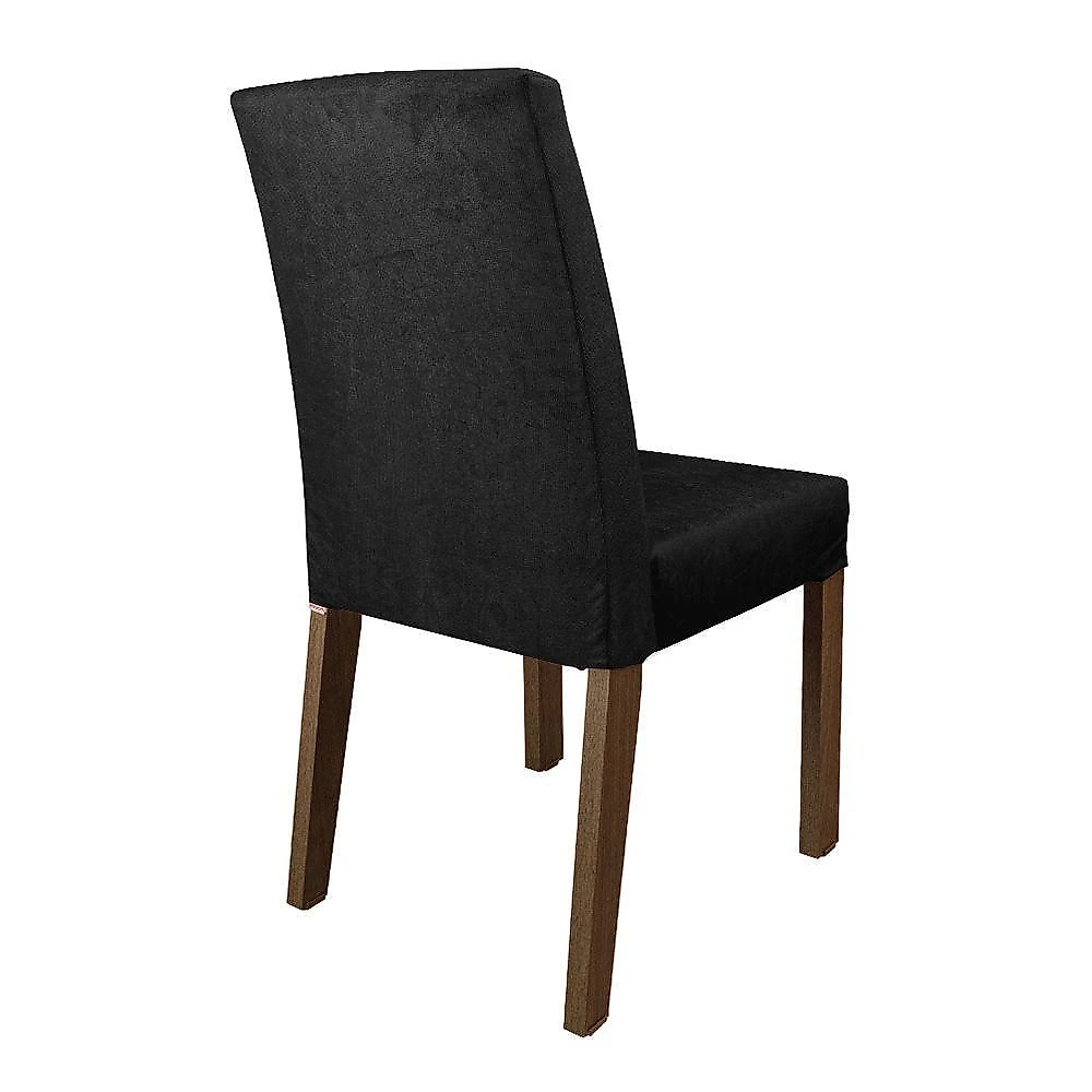 Conjunto sala de jantar mesa tampo de vidro 4 cadeiras preto/oxford celina madesa