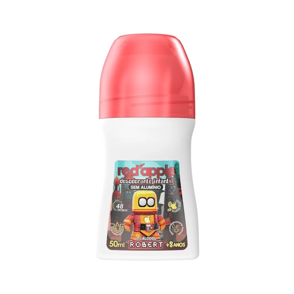 Desodorante Infantil Red Apple Robert Roll-on Sem Alumínio + 8 Anos 50ml
