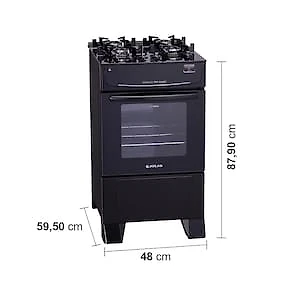 Fogão Atlas 4 Bocas Mônaco Top Glass com Mesa de Vidro e Acendimento Automático Bivolt – Preto