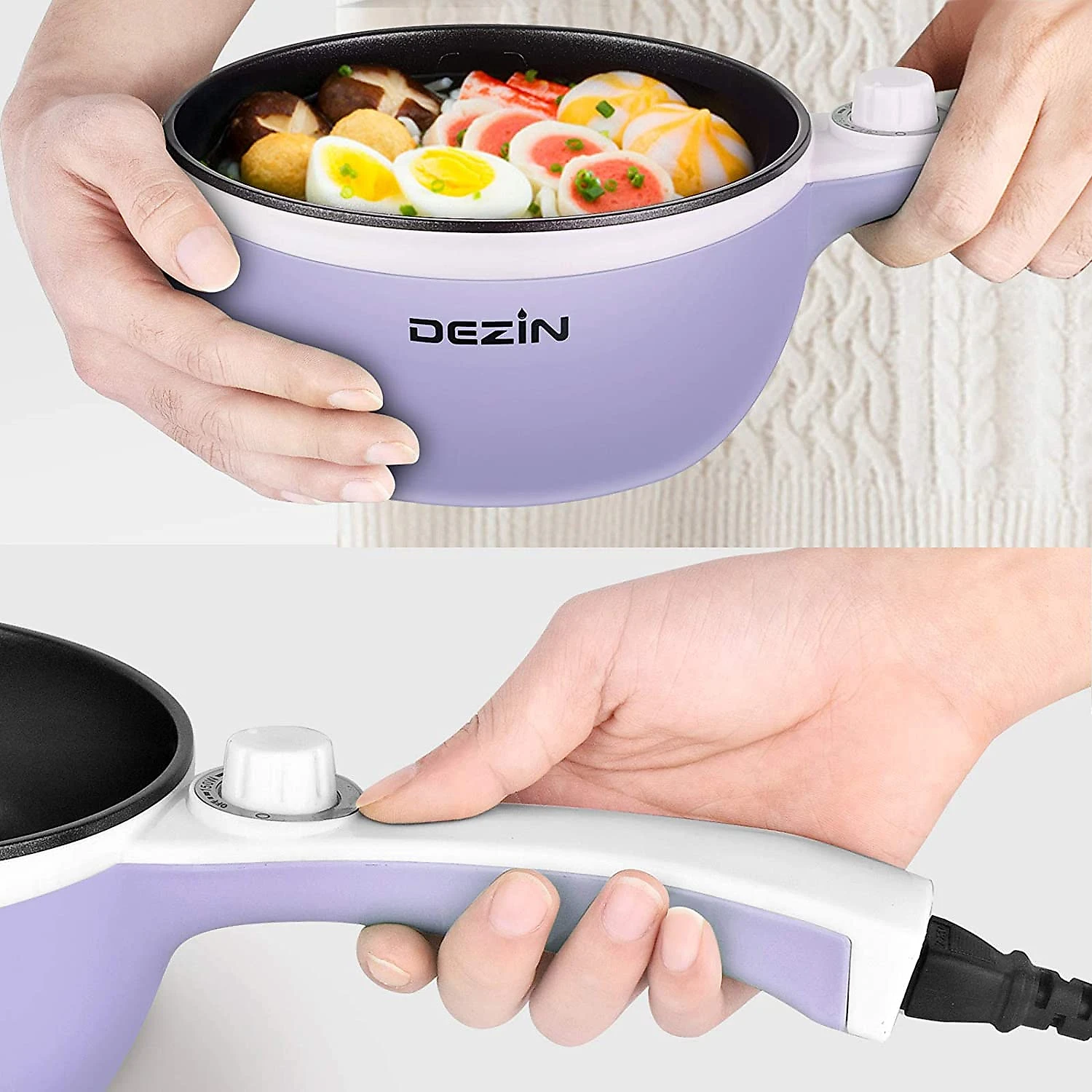 Dezin Panela Elétrica Multifuncional 15L Aço Inoxidável cC ontrole de Temperatura 600W110V Roxa