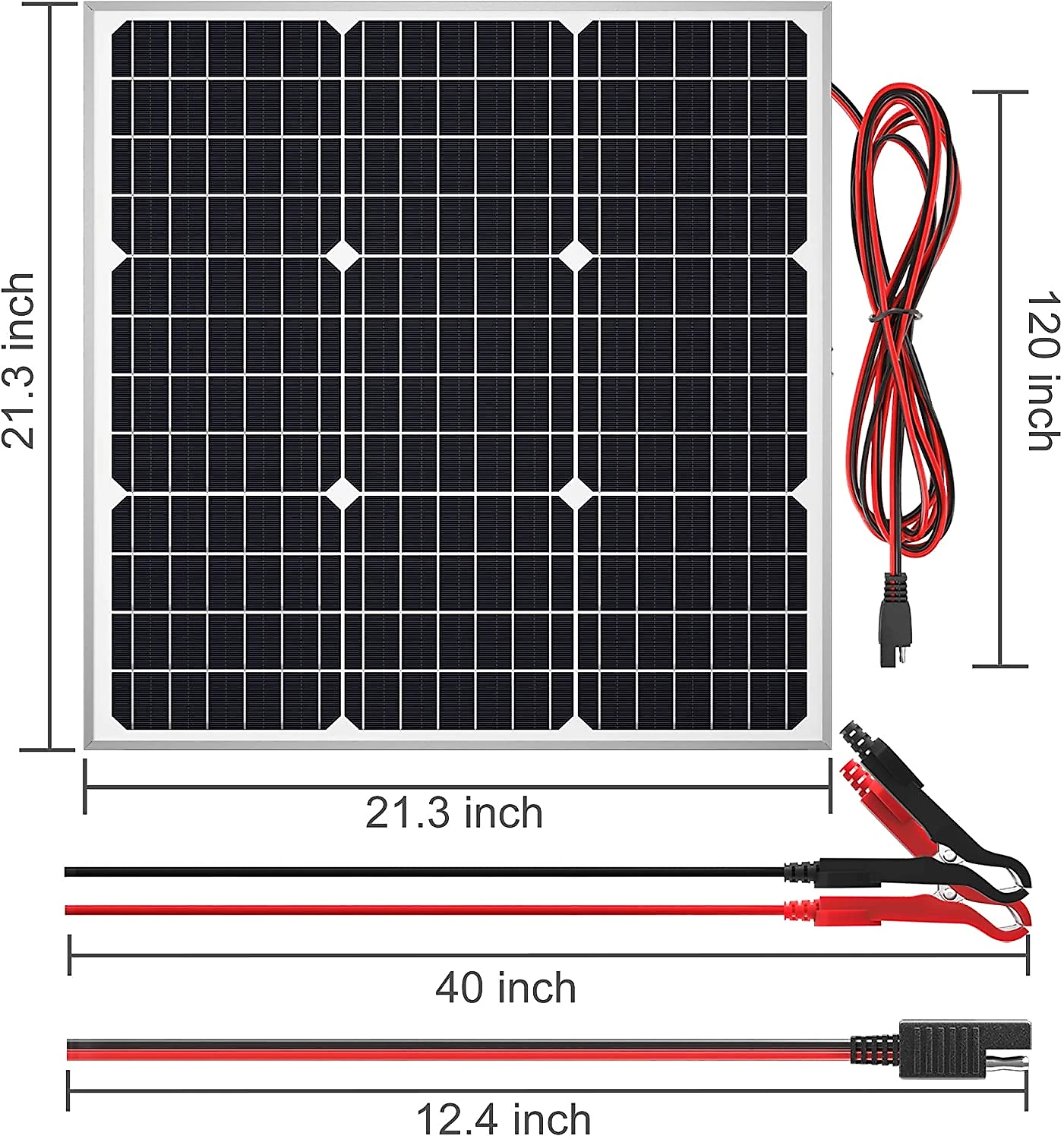 SOLPERK Kit Painel Solar, Monocristalino, à prova d'água, 50W, 12V, 1 painel.
