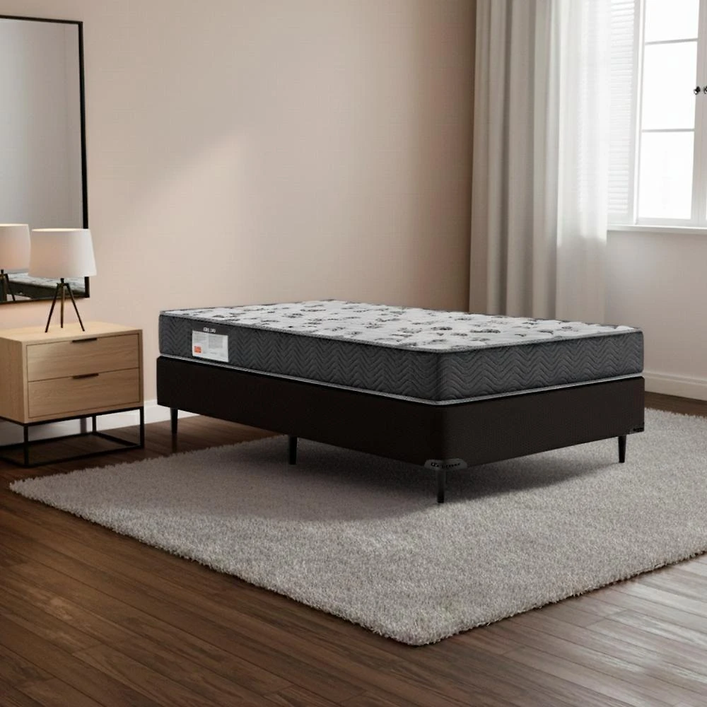 Cama Box com Colchão Solteiro Iso 100 D33 Espuma D33 Tratamento Antiácaro Branco Ortobom