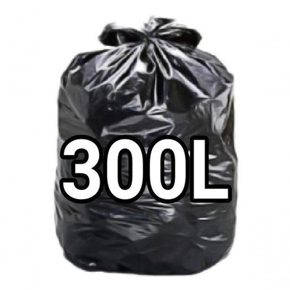 Saco para Lixo 300L Super Reforçado Parede Dupla Micra 10 11 para Resíduos Médio Pesado Preto