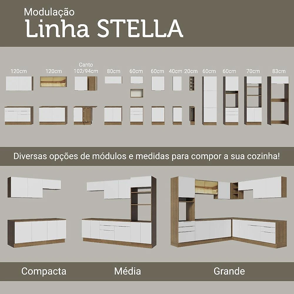 Armário aéreo madesa stella 60 cm 1 porta - rustic/branco