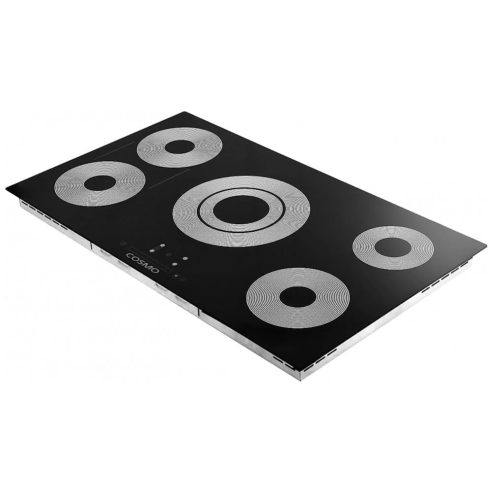 Cooktop elétrico 91 cm Cosmo vidro cerâmico preto 5 queimadores zona tripla e queimadores sincronizados 9200 W 220V