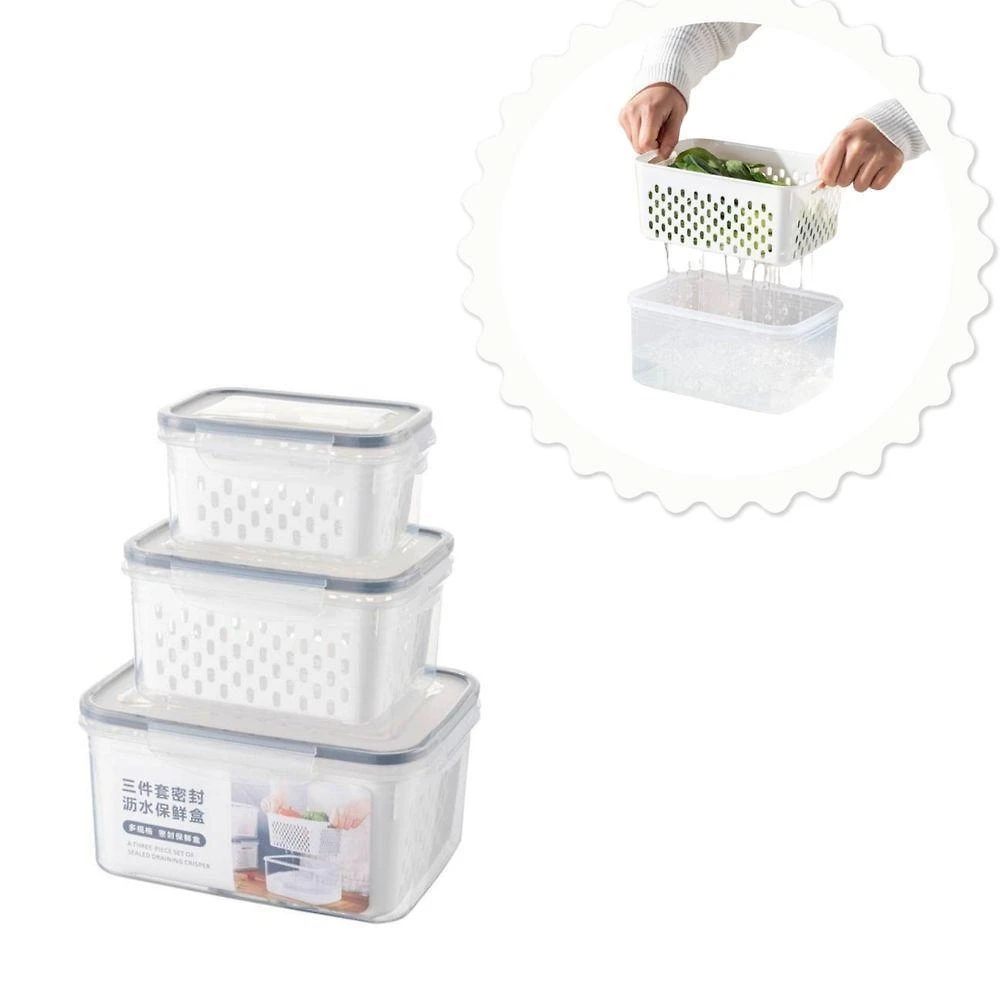 Kit 3 Potes Herméticos Com Cesto – Sem Umidade
