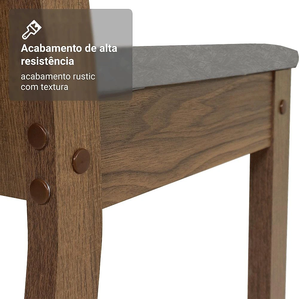 Kit 6 Cadeiras 4290 Madesa Rustic/Silver Rustic/Silver