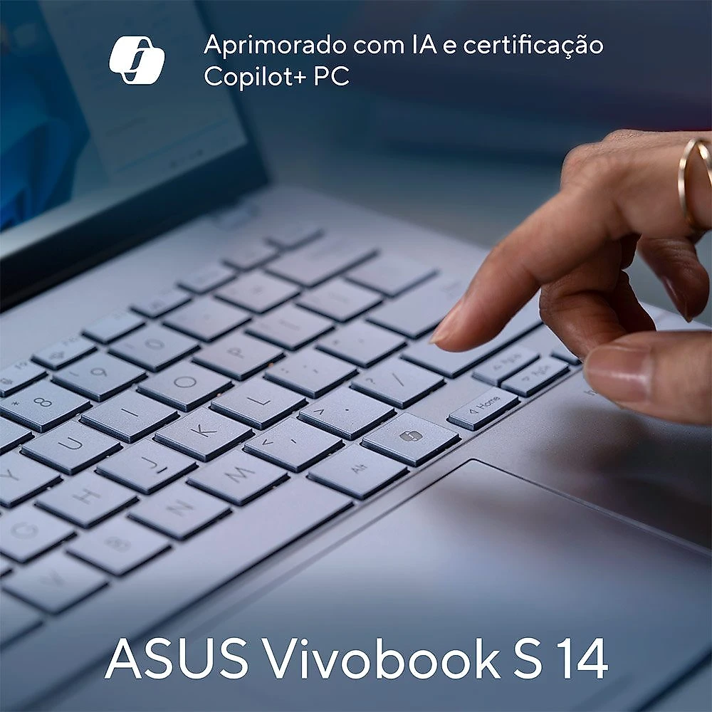Notebook Asus VivoBook S 14, Core Ultra7, 32GB, 1TB GB SSD, Tela de 14" OLED, Mist Blue - S5406SA-PP097W Bivolt