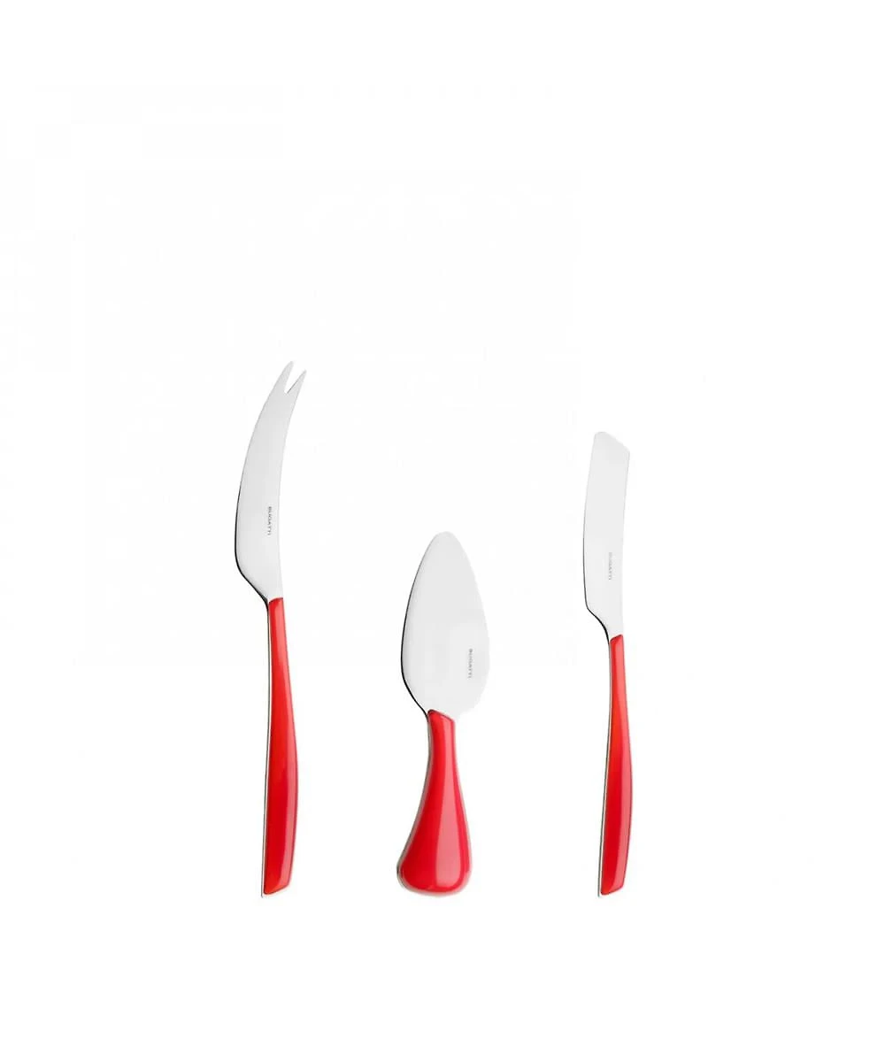 Kit para Queijos Espátula Faca Vermelha Bugatti 3 Peças