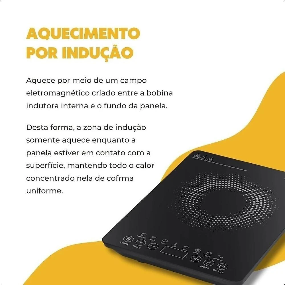 Cooktop Indução 1200W Vitrocerâmico 1 Boca Preto ACKI01-01 Agratto 110V
