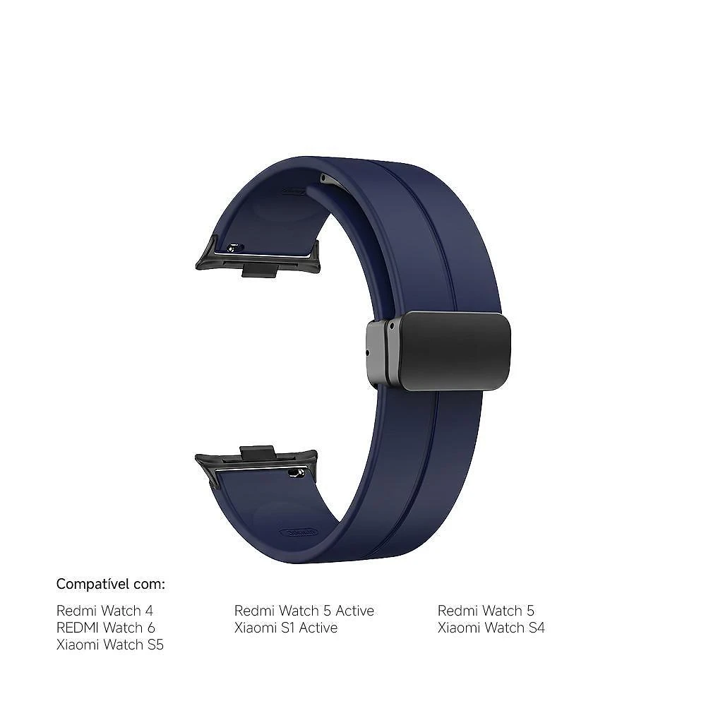 Pulseira para Smartwatch Xiaomi 22mm com Fecho Magnético e Adaptadores para Redmi Watch 5 6 Azul