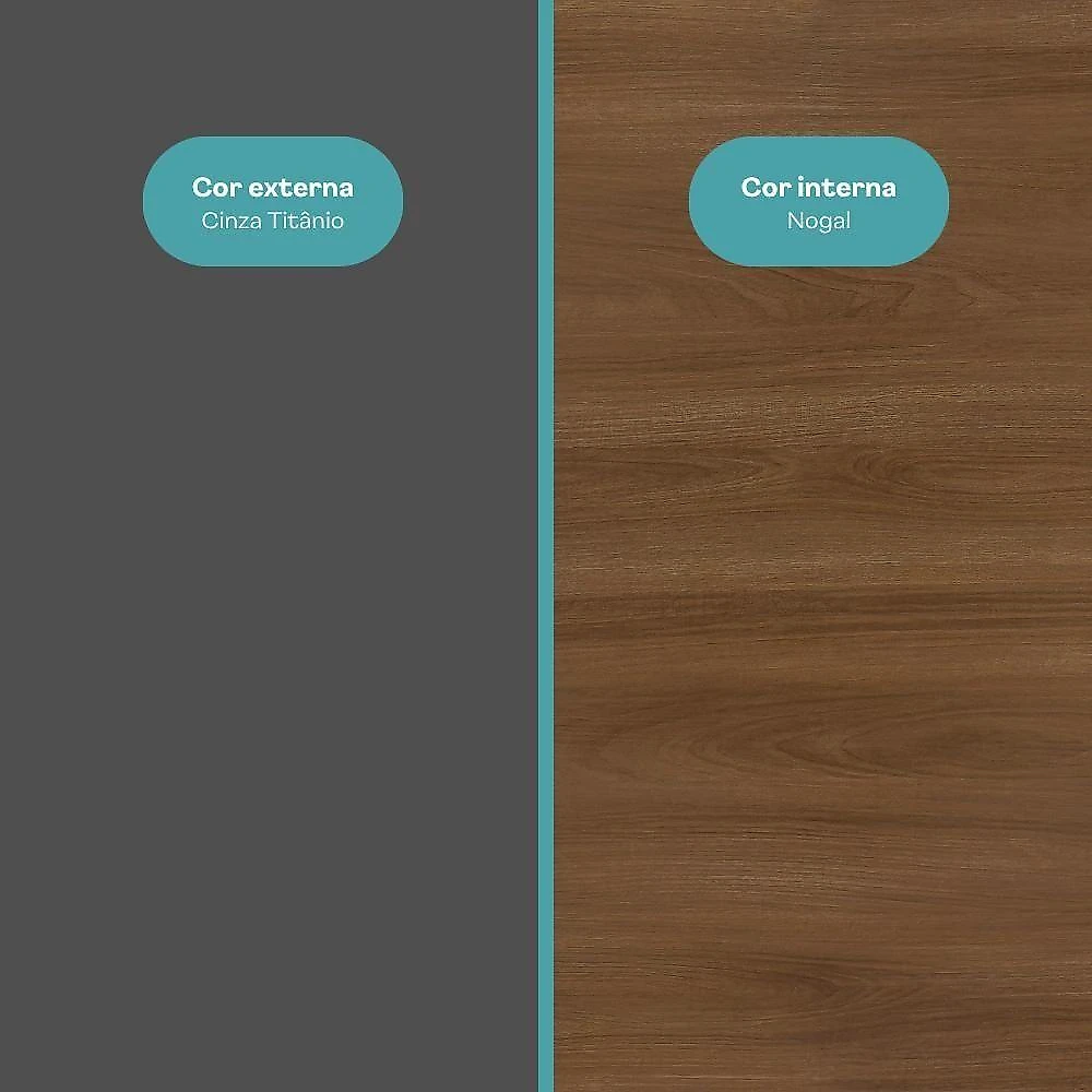 Cozinha Completa com Balcão Milla Living Life 15 Portas 3 Gavetas MDF-MDP 320CM Nogal com Cinza webcontinental-7893455167946