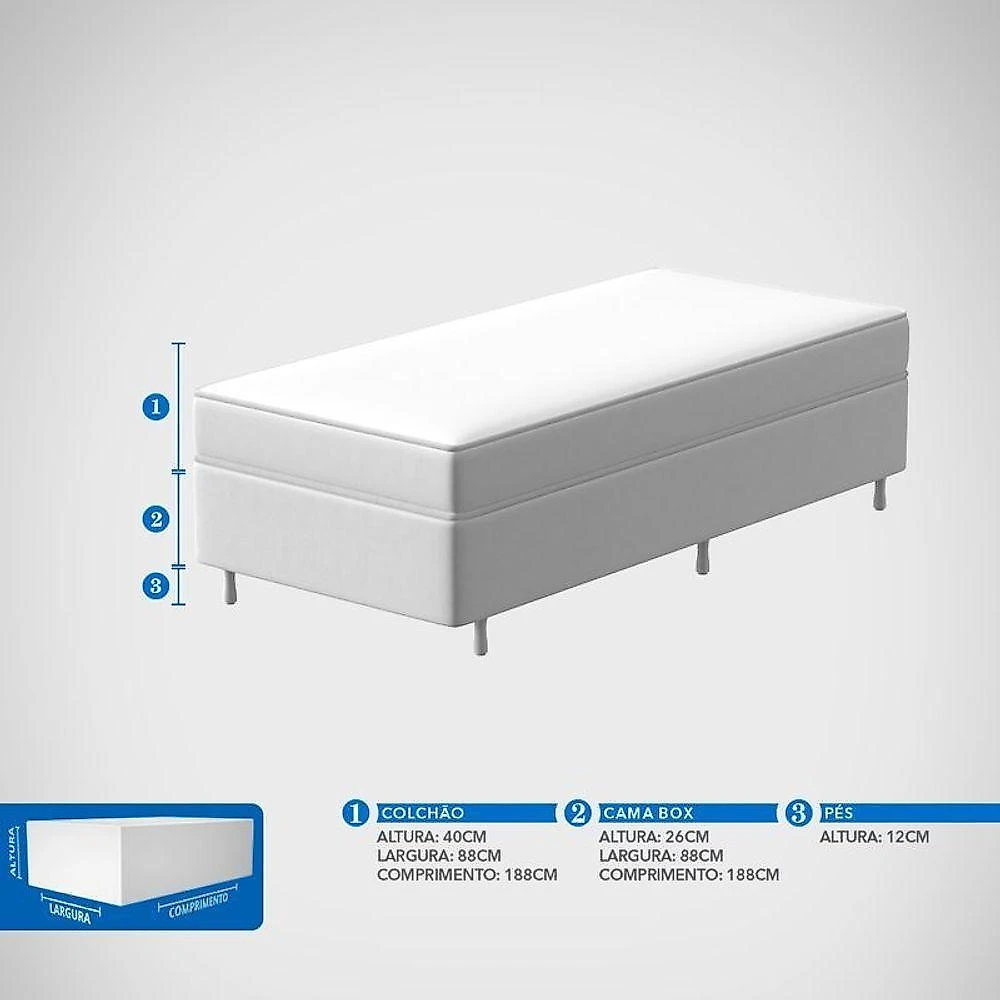Conjunto Box Solteiro Mola Prodormir Hercules New Marrom
