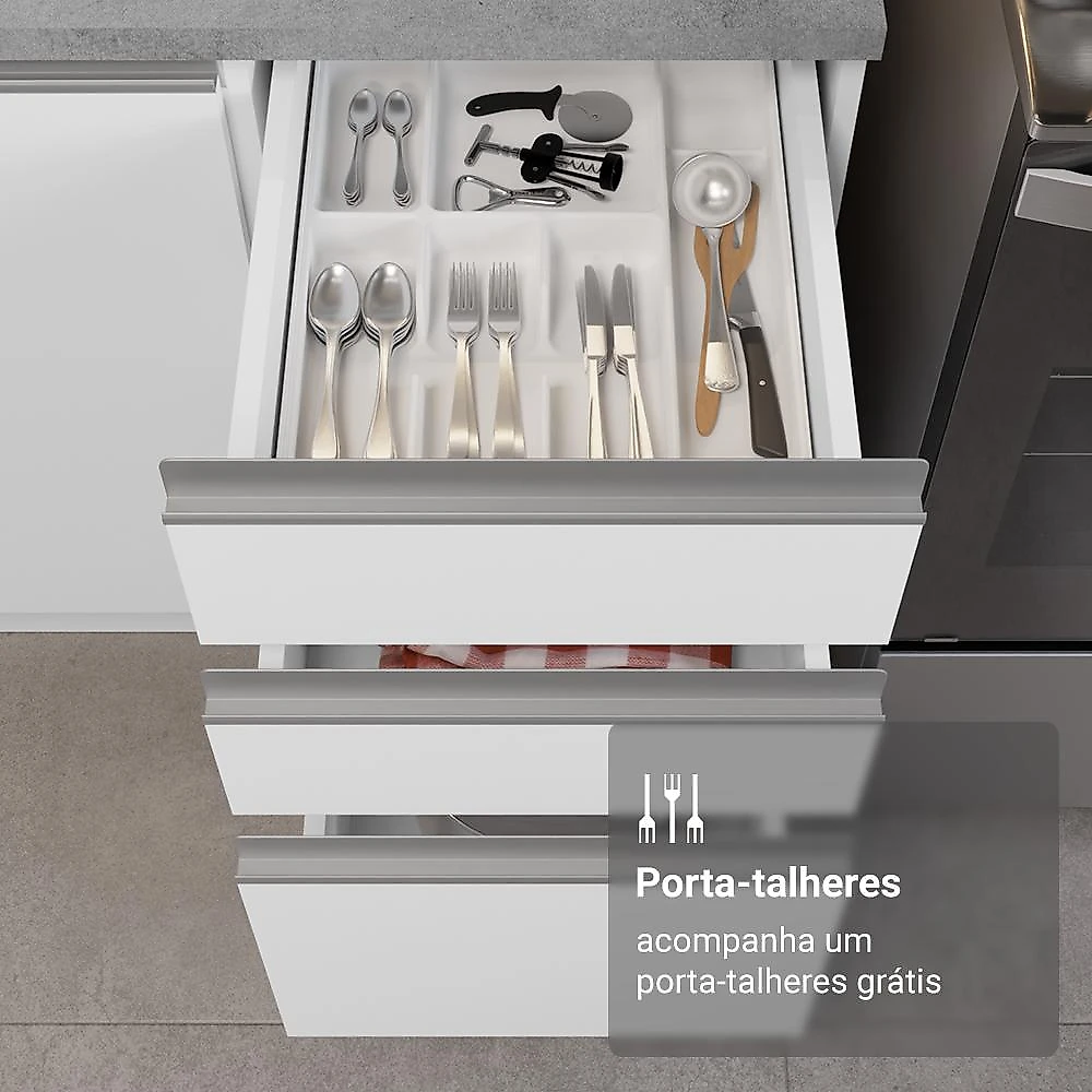 Armário de Cozinha Completa 270 cm Glamy Madesa 17B Branco
