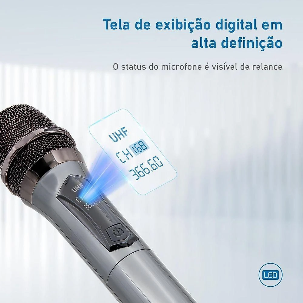 Kit 2 Microfones sem Fio P2 Ka M87C para Karaokê Preto Kapbom