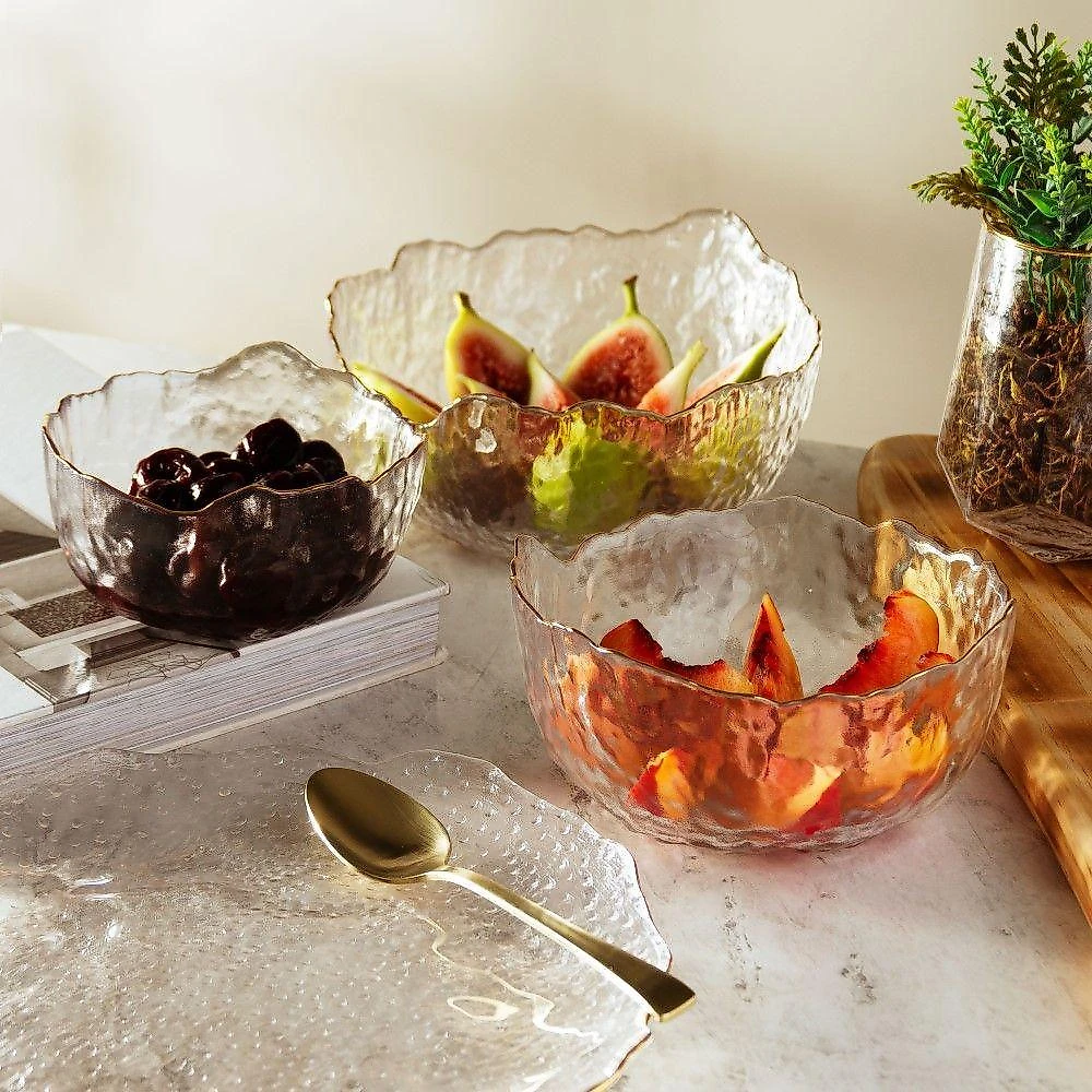 Bowl De Cristal Martelado Com Borda Dourada 19 X 10 Cm Taj Wolff