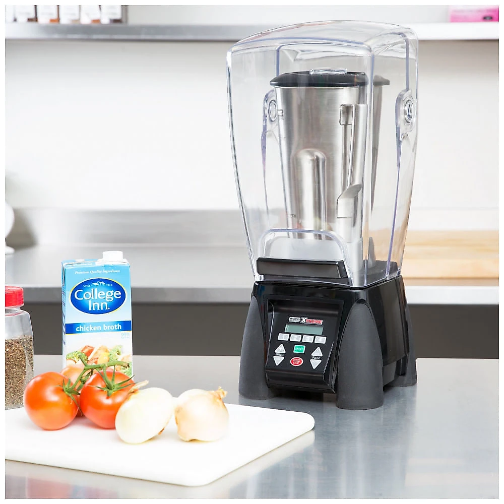 Miniatura Liquidificador Industrial Waring MX1500XTS Xtreme 3 1/2 hp com Teclado Programável, Tela LCD, Velocidade Ajustável e Recipiente de Aço Inoxidável...