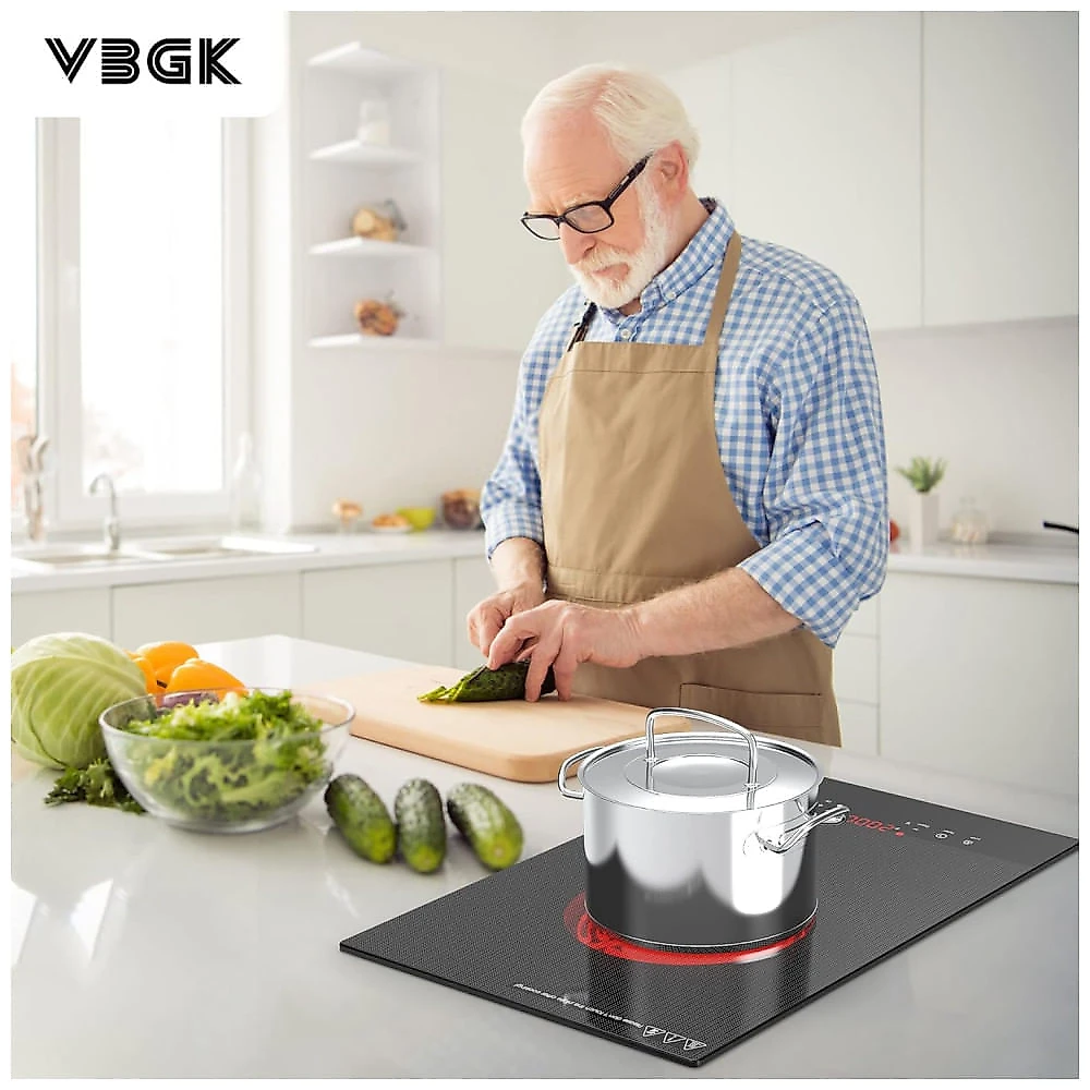 Cooktop Eltrico de Induo Porttil com Painel Digital, Queimador nico, 9 Nveis de Potncia, Trava para Crianas, Temporizador e Proteo Contra 110v