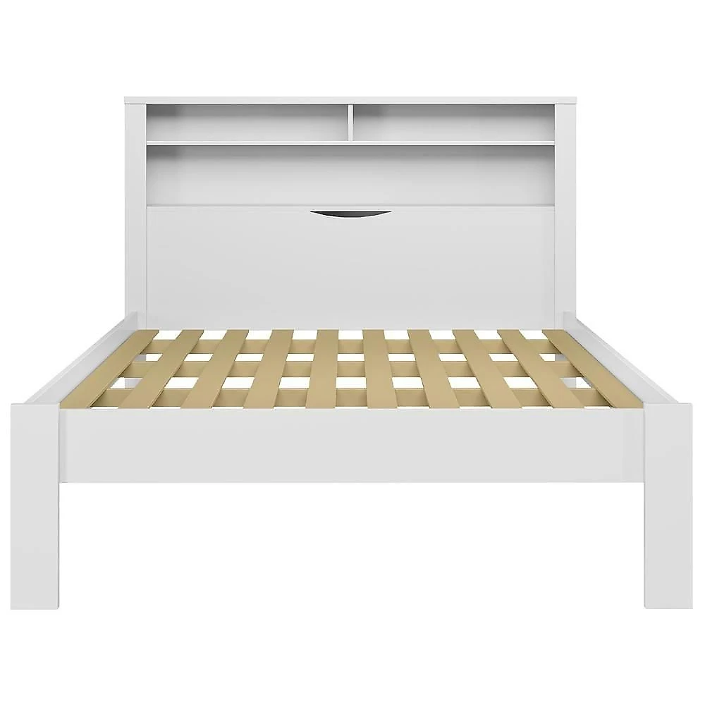 Cama Casal com Nichos Zuri S01 MDF MDP Branco Mpozenato 148CM