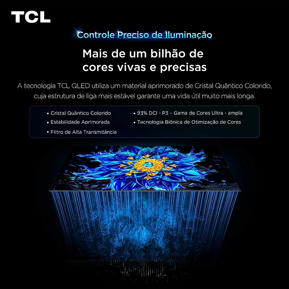 Smart TV 4K TCL Advanced QLED 55” Polegadas com Processador AIPQ, Dolby Vision, 120 Hz, HDR10+ e Wi-Fi - 55P7L Bivolt