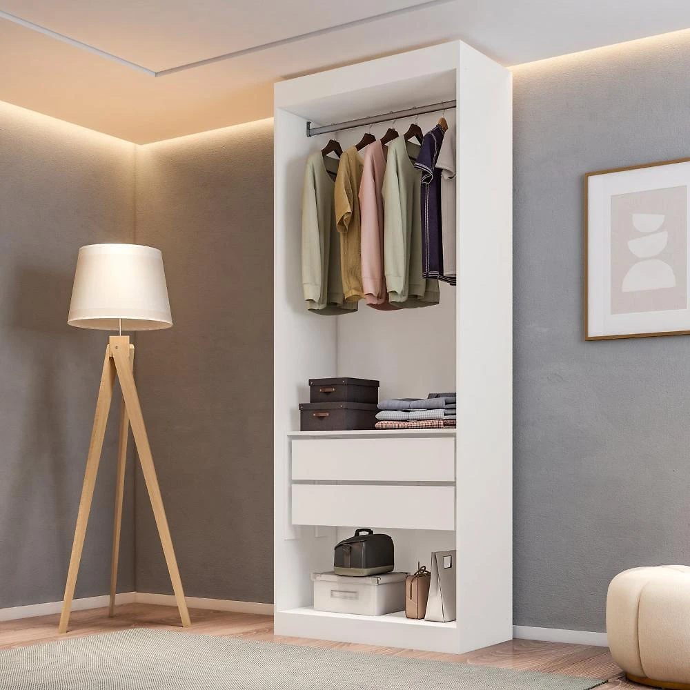 Closet Modulado Roupeiro Sem Portas 2 Gavetas Versatille Yescasa Branco