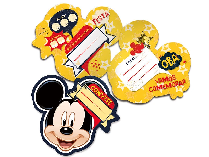 Convite de Aniversário Mickey Clássico - 8 unidades - Regina Festas