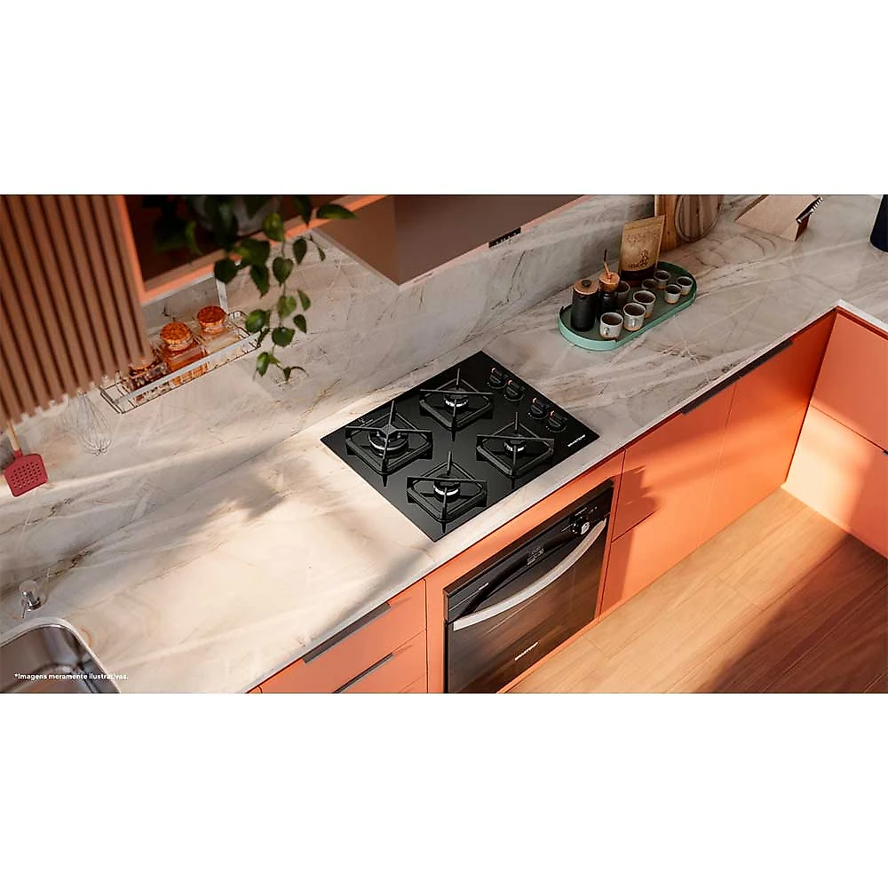 Cooktop a Gás Brastemp em Vidro Temperado com 04 Bocas Preto - BDS62AE Bivolt