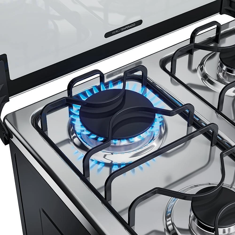 Fogão 4 Bocas Dako Magister Style Mesa Inox Espelhado Preto Bivolt
