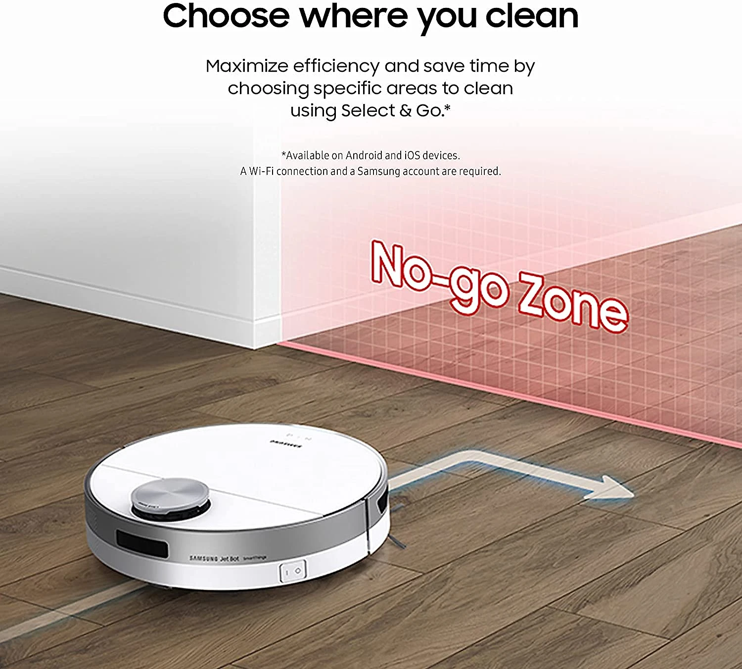 SAMSUNG Aspirador de Pó Robô com Conexão via APPWIFI Auto Ca rregamento e Mapeamento Multinível 110V Branco