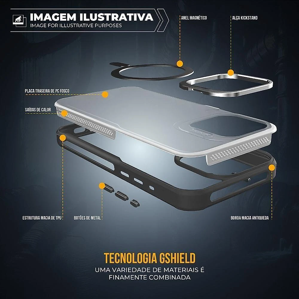Capa Para Iphone 16 Pro - Magsafe Venom - Preta - Gshield