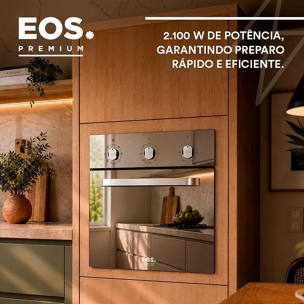Forno Elétrico de Embutir EOS 65 Litros Convection Porta de Vidro Espelhado EFE651ECEE 220V