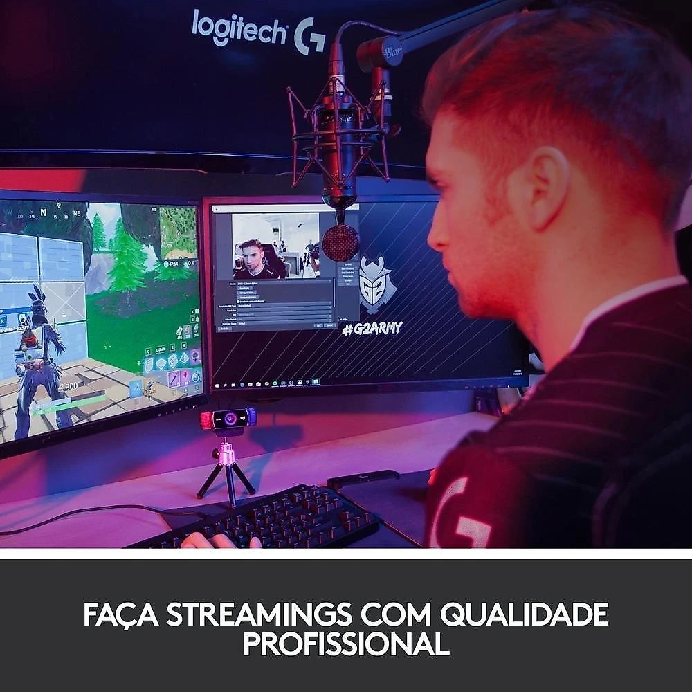 Webcam Full HD Logitech C922 Pro Stream com Microfone Embutido, 1080p e Tripé Incluso, Compatível Logitech Capture - 960-001087