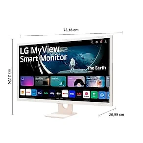 Monitor LG 32” MyView Smart 32SR50F-W com Tela IPS, Full HD, WebOs, Screen Share, HDR10, ThinQ, Air Play 2, Bluetooth, USB e HDMI - Branco