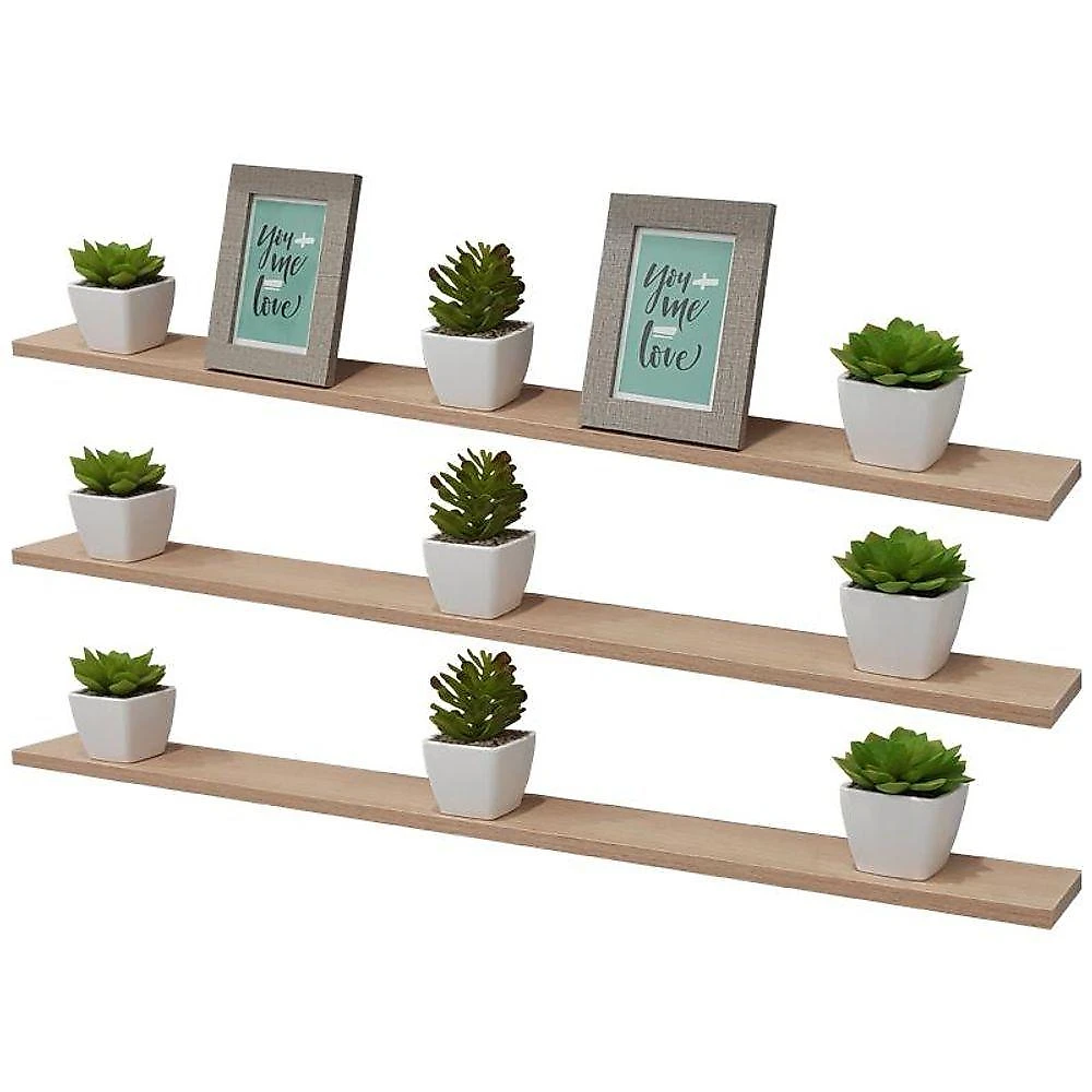 Prateleira Kit 6 80X15CM MDP Suporte Invisível Organizador Sala Rústico Bege Mercado das Prateleiras