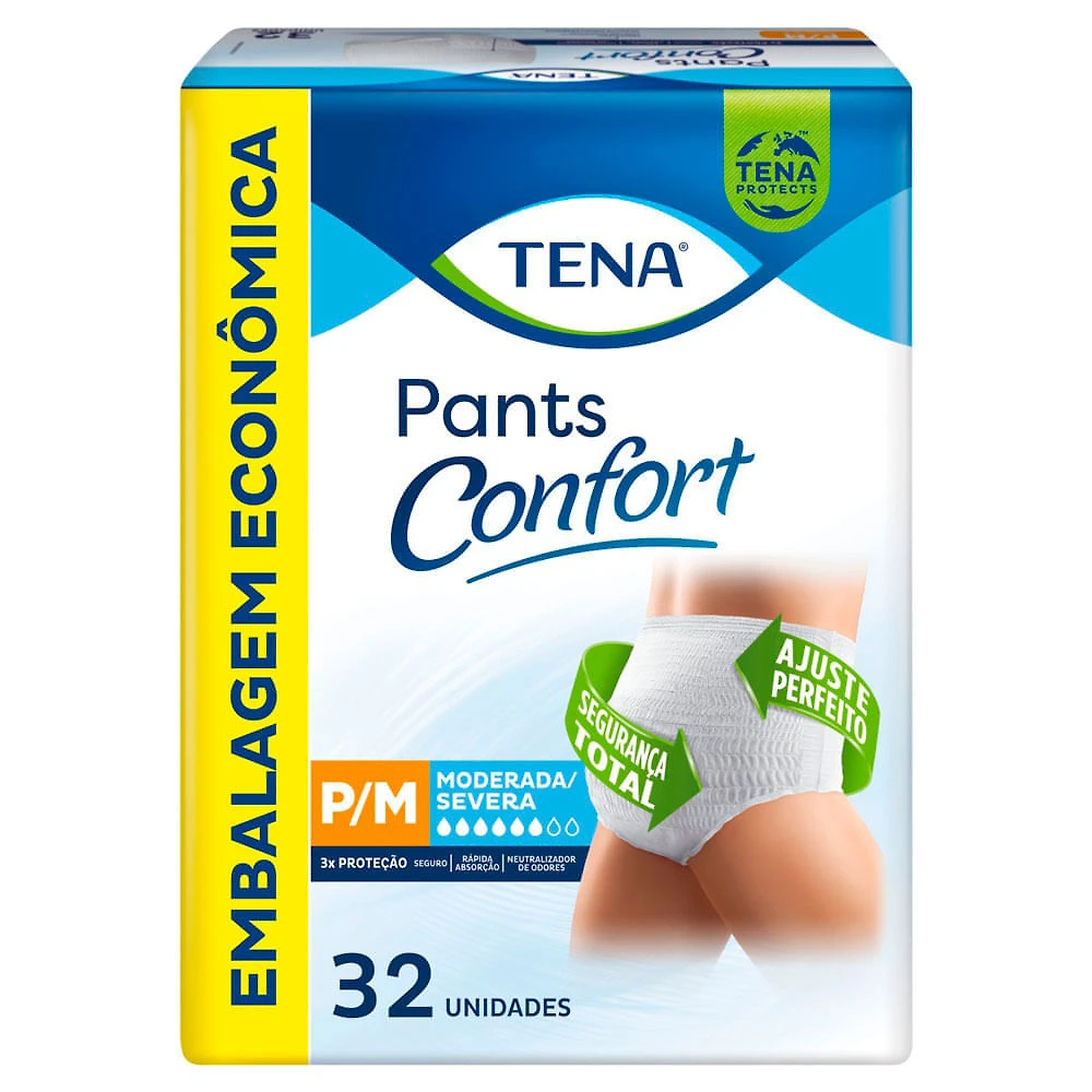 Roupa Íntima Tena Pants Confort P/M 32 Unidades Embalagem Econômica