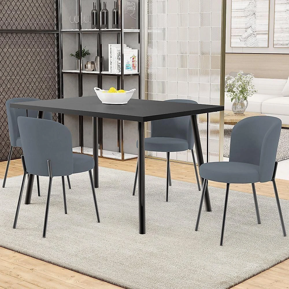 Kit 2 Cadeiras Sala De Jantar Estofada Gavi L02 Suede Cinza - Lyam Decor
