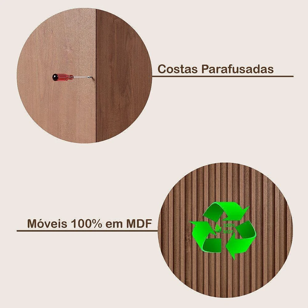 Guarda Roupa Vitória Casal 3 Portas 6 Gavetas 100% Mdf Peroba/off White/peroba