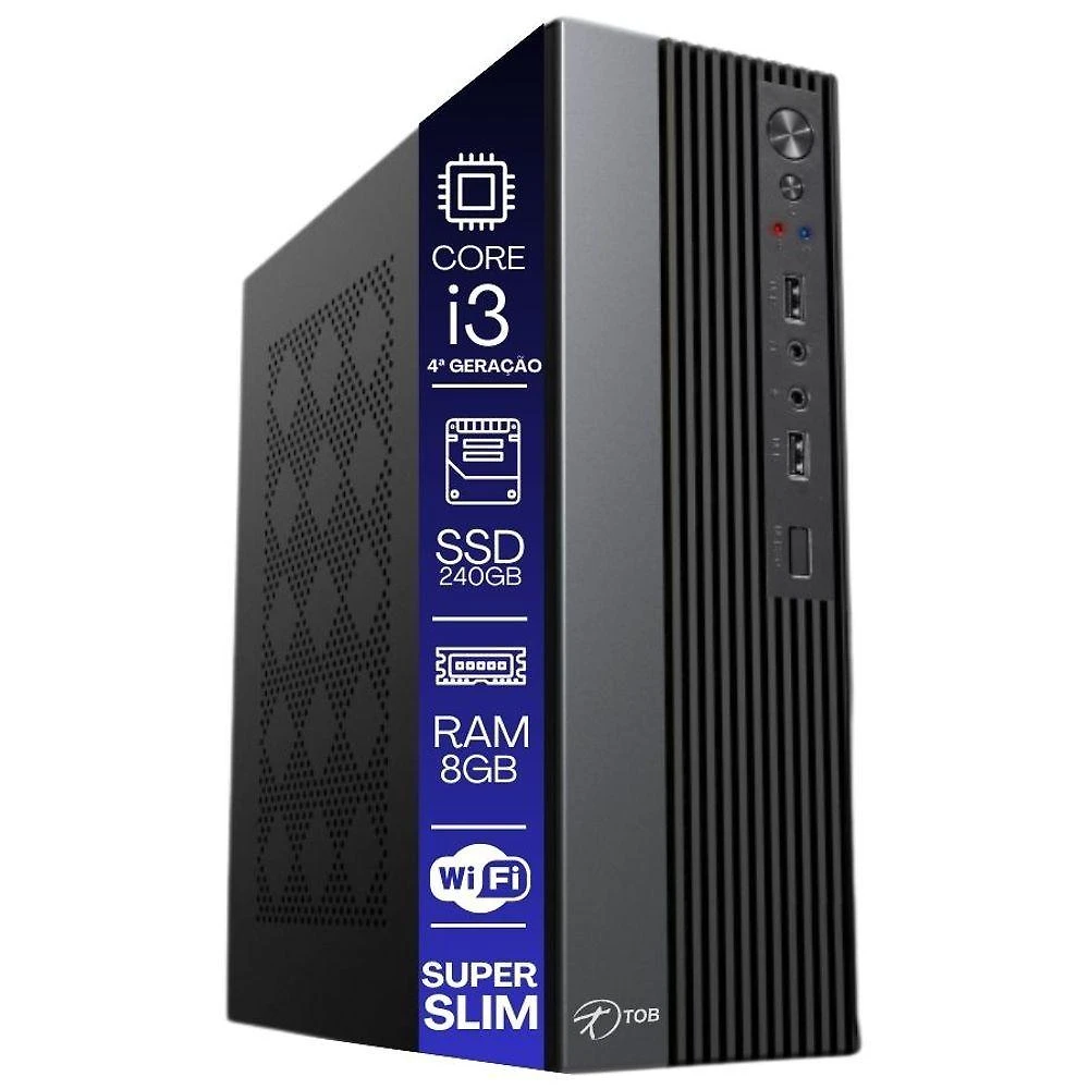 Computador Tob Slim Compacto 4ª Geração Intel Core I3 Ssd 240gb Memória 8gb Rede Sem Fio Windows 10 Trial Desktop Pc Cpu