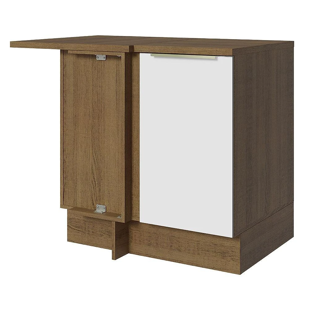 Balcão de canto 1 porta rustic/branco veludo lux madesa
