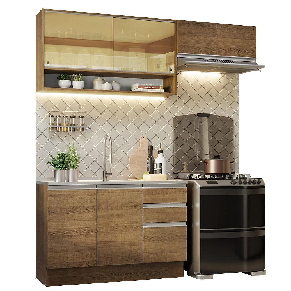 Armário de cozinha compacta 200cm rustic glamy madesa 08
