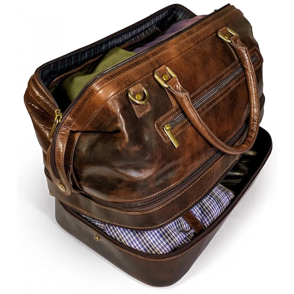 Bolsa de Viagem Masculina Clássica de Couro, GENT SUPPLY CO., Marrom